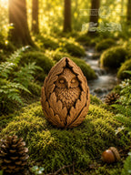 Sleeping Owl Forest Spirit, Carved Oak Owl Figurine, Woodland Guardian Statue, Nature Lover Gift, Rustic Forest Decor