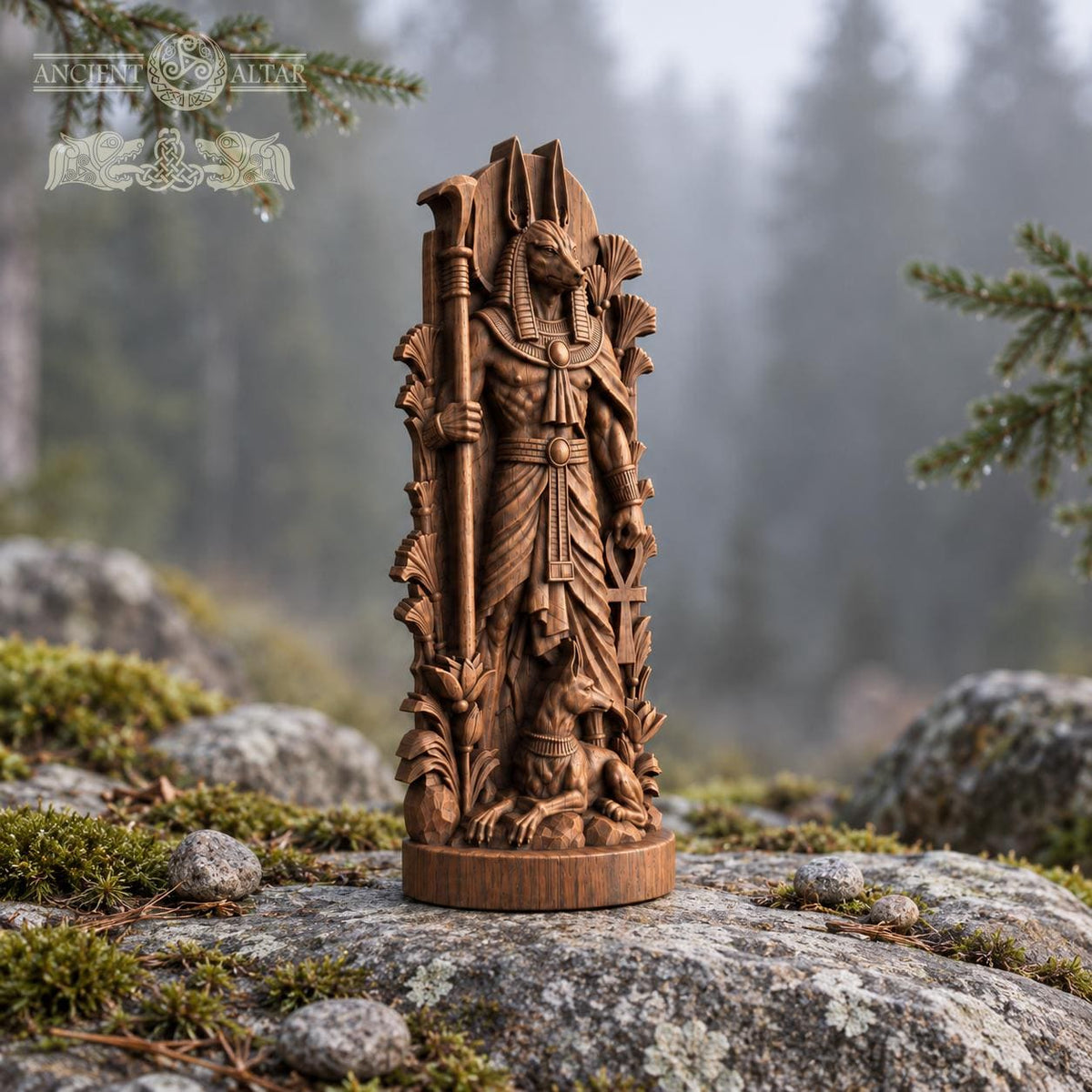 Carved Anubis Statue – Egyptian God of the Afterlife, Pagan Altar & Ancient Egypt Home Decor