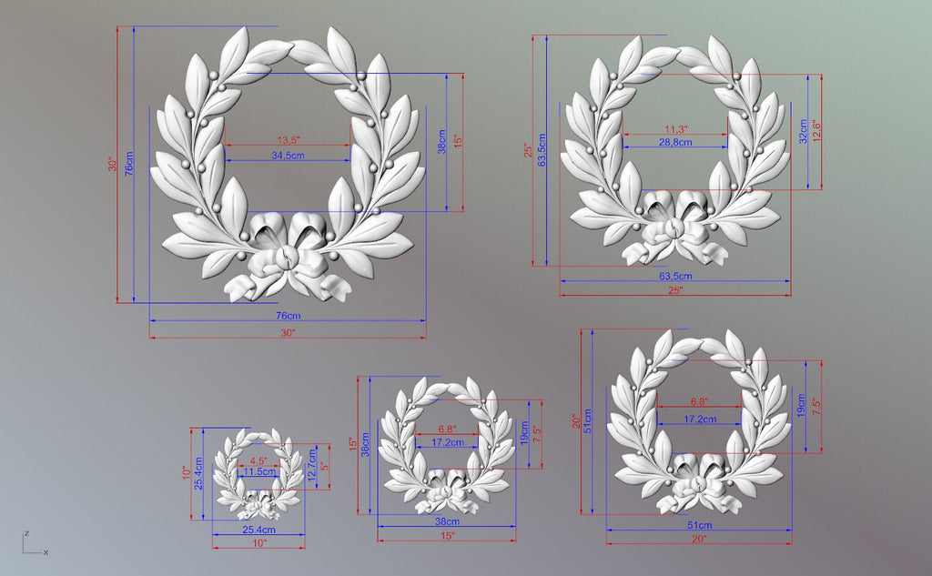 Laurel Wreath Wall Art | Hand-Sanded & Hand-Toned Carved Wood | Classic Home Decor