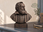 Galileo Galilei Bust, Hand-Finished Wood Sculpture | Astronomy & Science Decor