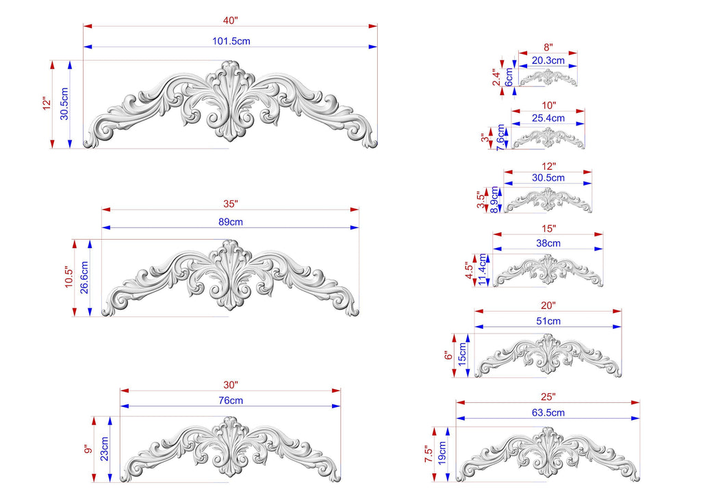 Royal Elegance: Carved Wooden Arch Onlay by MasterOak, 1pc, Unpainted, Arch Embellishment, Furniture Carving