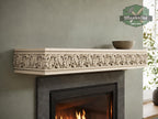 Carved Solid Oak Fireplace Mantel Shelf with Acanthus Leaves, Ornate Floating Wall Shelf, Classical Wood Home Decor
