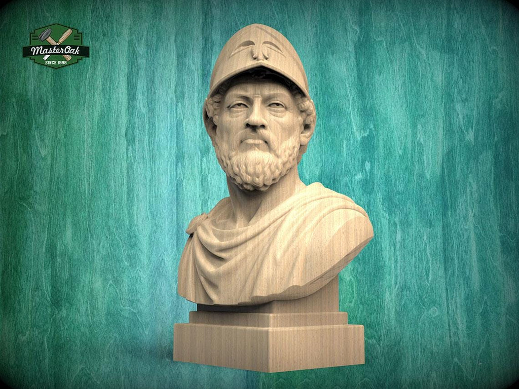 Pericles Bust, Hand-Finished Wood Sculpture | Ancient Athens Decor