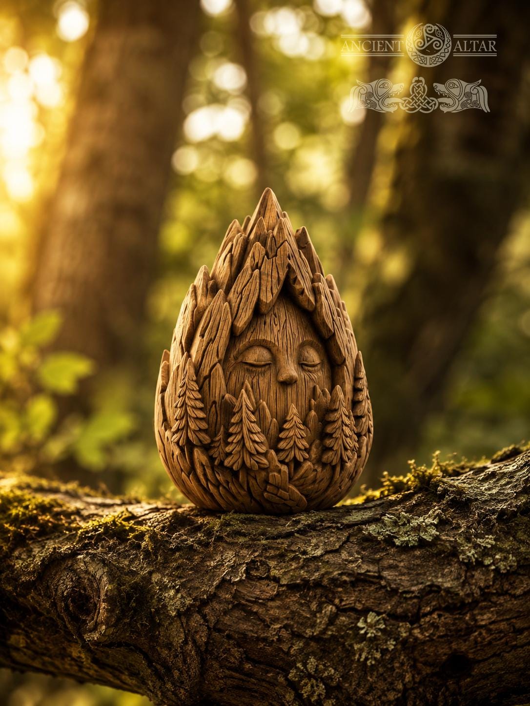 Mountain Sage Figurine, Carved Oak Forest Spirit, Wooden Mountain Decor, Nature Lover Gift, Woodland Guardian Statue