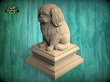 Load image into Gallery viewer, Pekingese Dog Wooden Finial – Carved Post Topper Dog Statue for Fence, Deck or Stair Post

