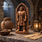Golem of Prague Statue, Solid Oak Jewish Folklore Sculpture, Gothic Arch and Old Town Details, Judaica Decor, Fantasy Collector Gift