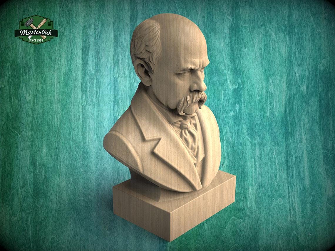 Taras Shevchenko Bust, Hand-Finished Wood Sculpture | Ukrainian Culture Gift