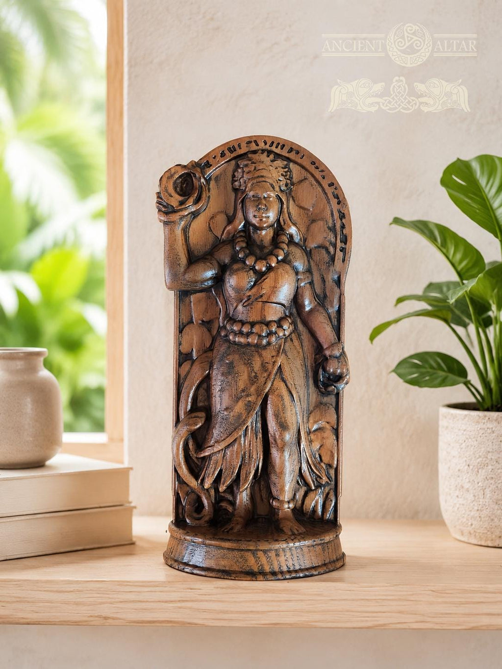 Hawaiian Goddess Kapo Statue: Oak Altar Piece, Polynesian Decor