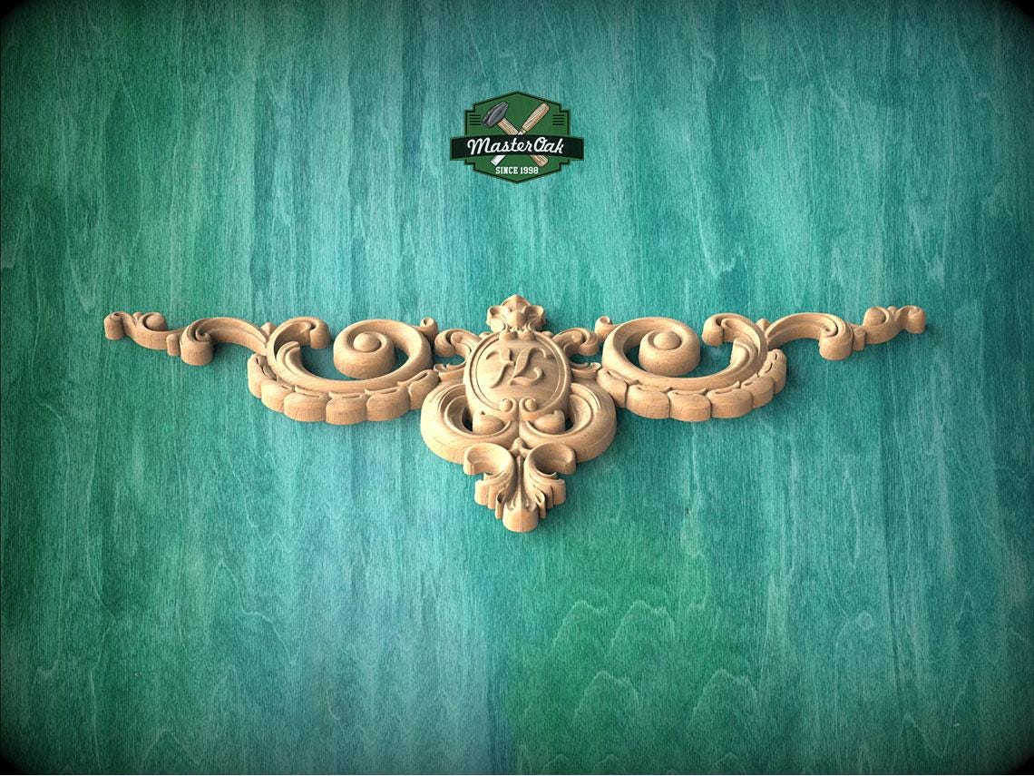 Personalized Classic Onlay with Volutes and Spirals - Home Decor Decoration, Unpainted, 1pc, Home Wall Embellishments, Furniture Carving