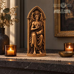 Lucifer Light Bearer Statue, Winged Torch Holder in Solid Oak, Morning Star Sculpture, Gothic Altar Decor, Occult Gift
