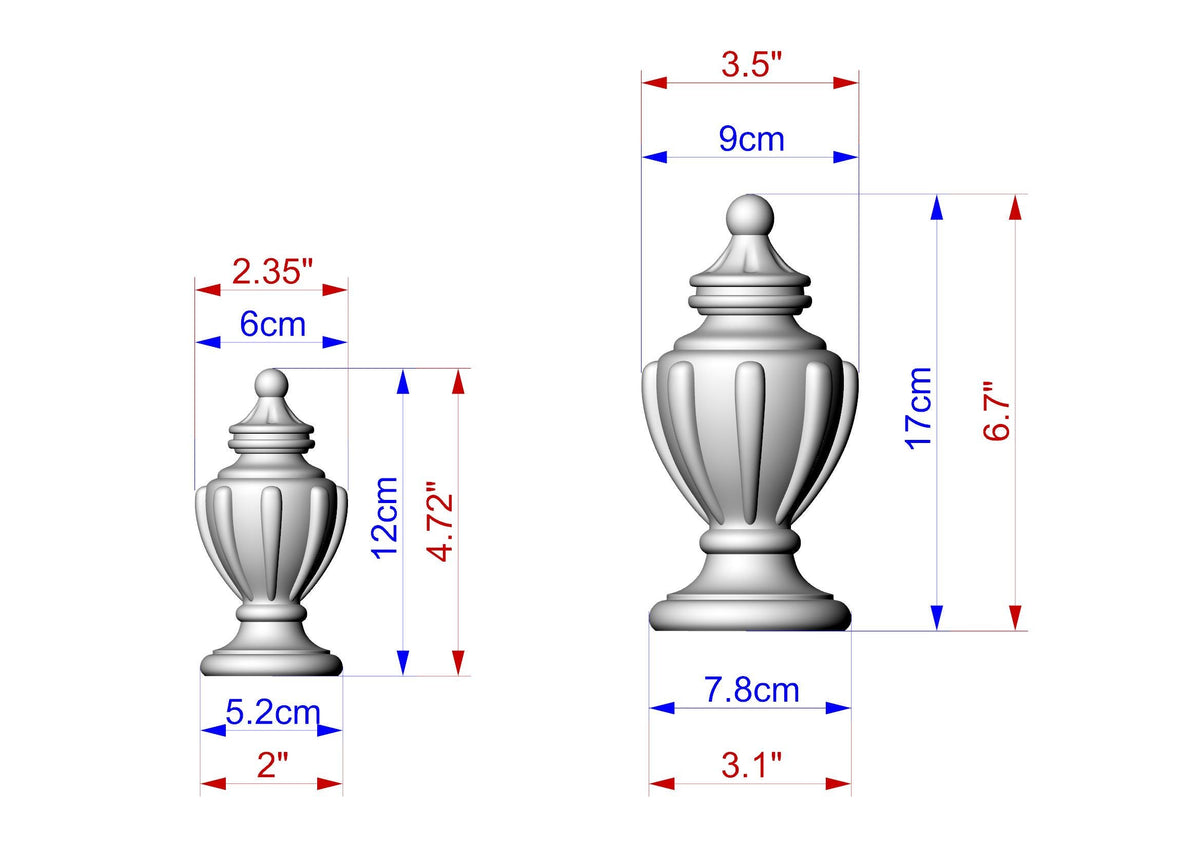 Architectural Newel Topper, 1pc, classical style, baroque style, wooden top, top of the pillar