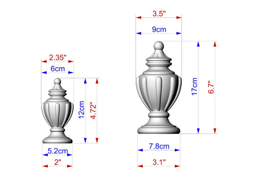Architectural Newel Topper, 1pc, classical style, baroque style, wooden top, top of the pillar