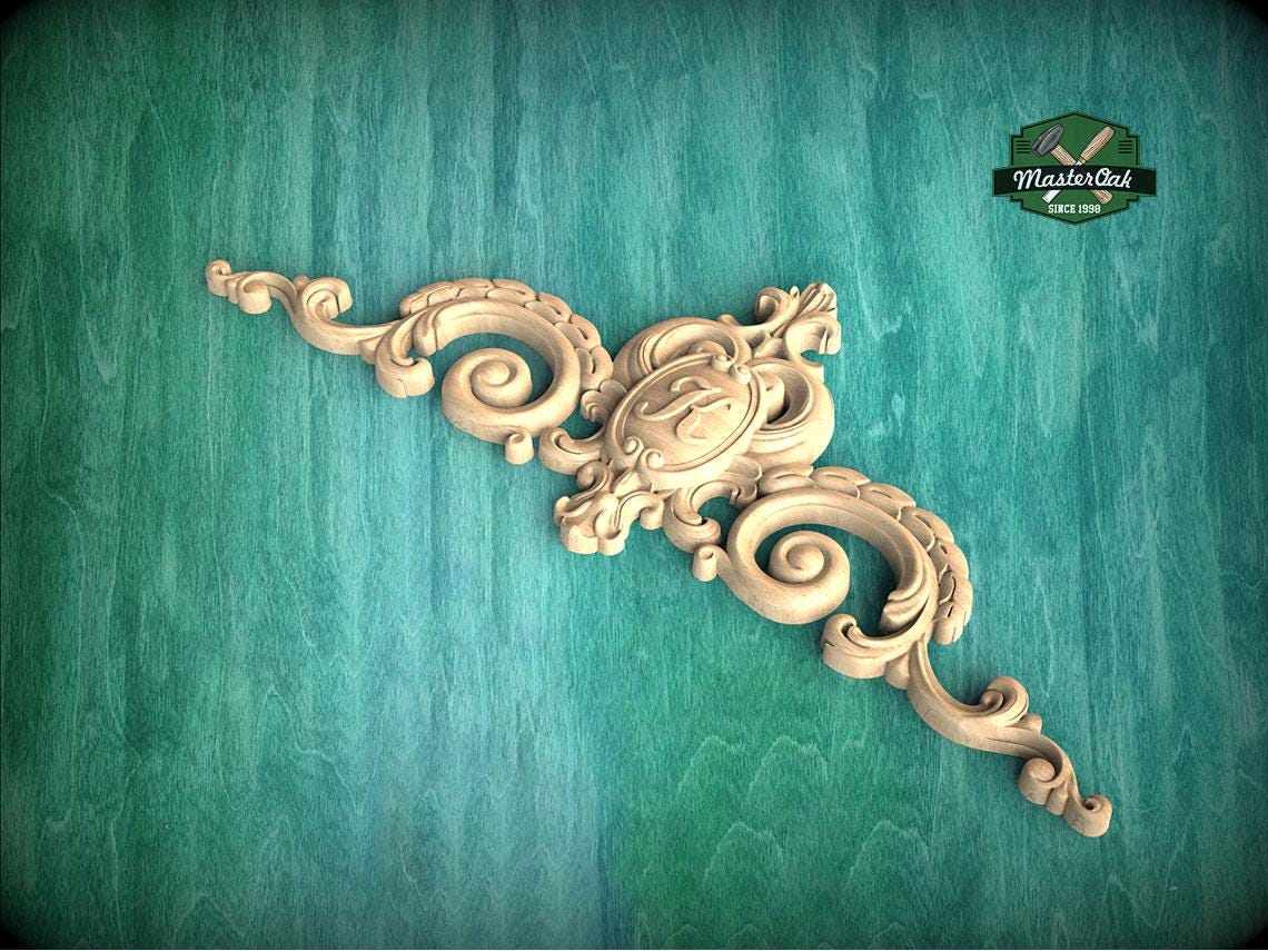 Personalized Classic Onlay with Volutes and Spirals - Home Decor Decoration, Unpainted, 1pc, Home Wall Embellishments, Furniture Carving