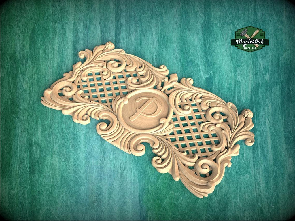 Personalized Carved Wooden Lattice Panel, Classical Design Element, Carved Wood Onlay, 1pc, Unpainted, Furniture Carving, Wood Onlay