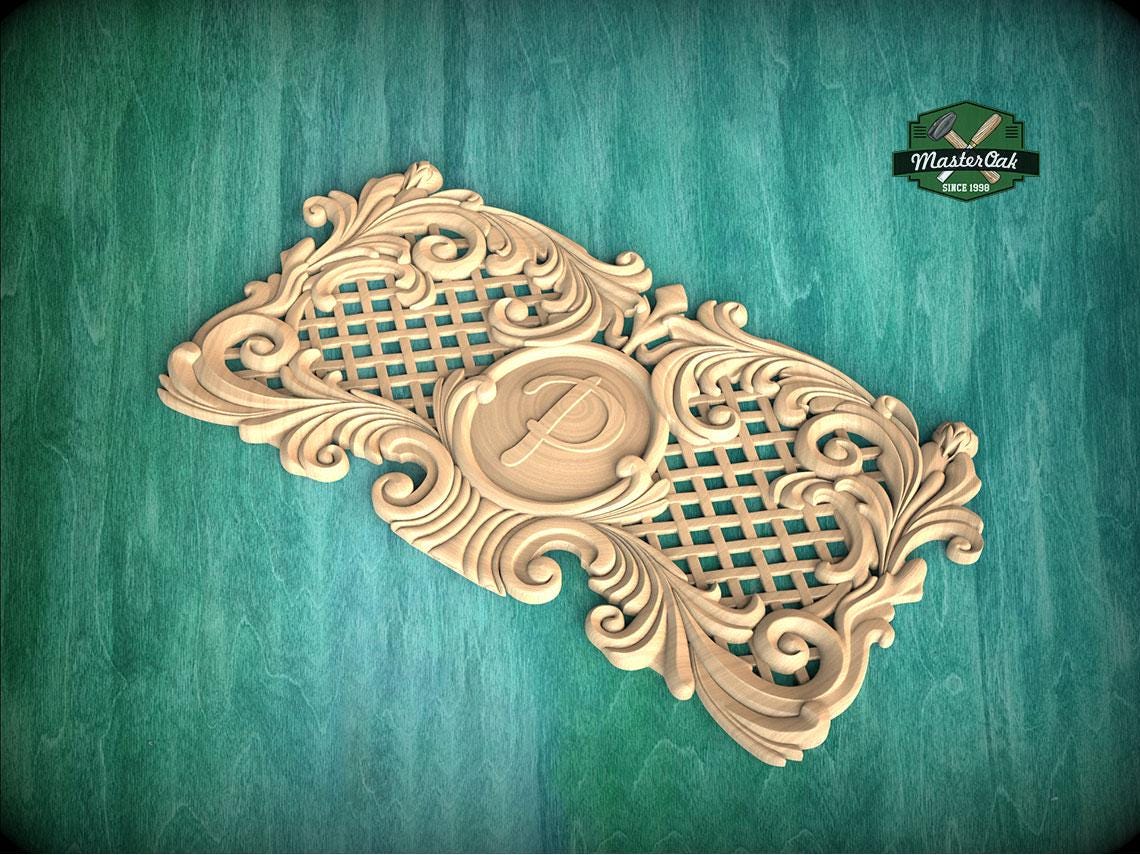 Personalized Carved Wooden Lattice Panel, Classical Design Element, Carved Wood Onlay, 1pc, Unpainted, Furniture Carving, Wood Onlay