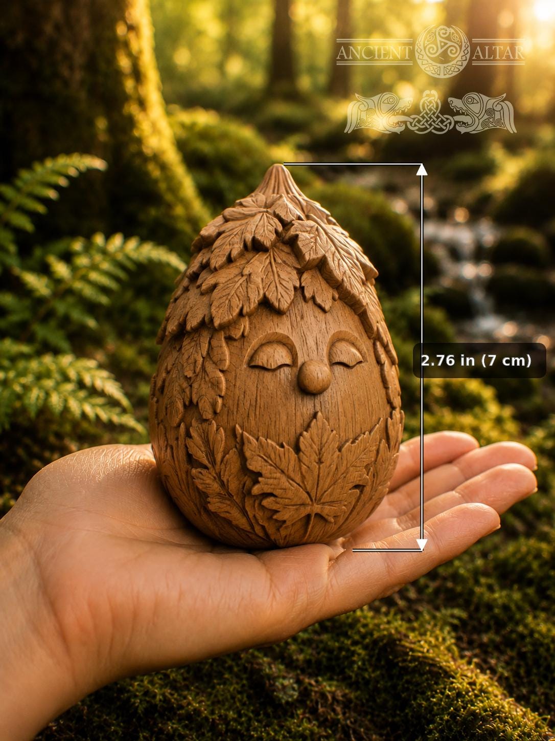 Maple Spirit Figurine, Carved Oak Forest Guardian, Wooden Maple Leaf Statue, Woodland Decor, Nature Lover Gift