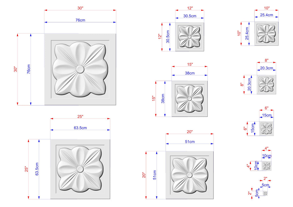 various sizes of white stone carvings, each with its own unique design. The carvings are shown in different dimensions, ranging from small to large, and are accompanied by corresponding measurements in centimeters. The image is a collection of these carvings, showcasing the diversity and intricacy of the stone carvings.