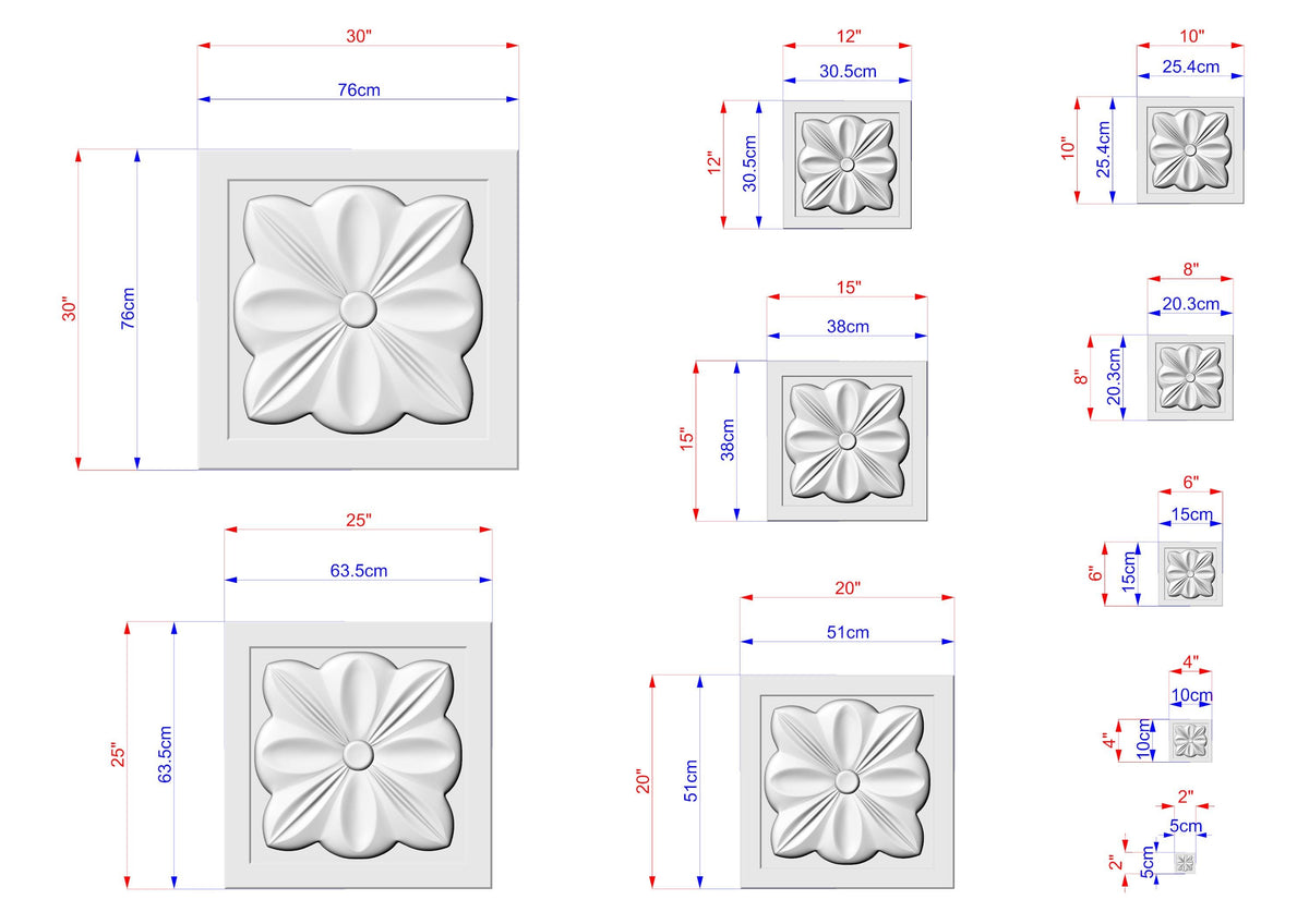 various sizes of white stone carvings, each with its own unique design. The carvings are shown in different dimensions, ranging from small to large, and are accompanied by corresponding measurements in centimeters. The image is a collection of these carvings, showcasing the diversity and intricacy of the stone carvings.