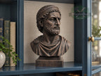 Hannibal Barca Bust, Hand-Finished Wood Sculpture | Ancient Military Decor