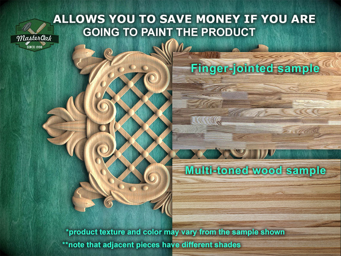 Exclusive Handcrafted Lattice Panel, Carved Wood Onlay, 1pc, Unpainted, Furniture Carving, Wood Onlay