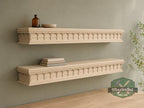 Carved Solid Oak Fireplace Mantel Shelf with Arched Arcade, Ornate Floating Wall Shelf, Classical Architectural Home Decor