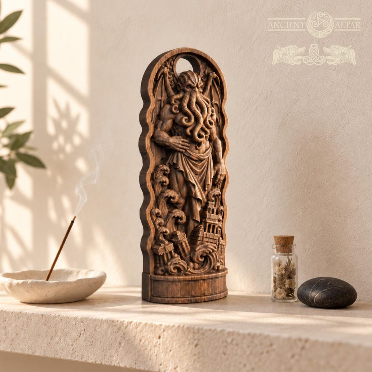 Cthulhu Wooden Statue, Lovecraftian Cosmic Horror Sculpture, Eldritch Altar Decor, Gothic Oak Figurine, Horror Lover Gift