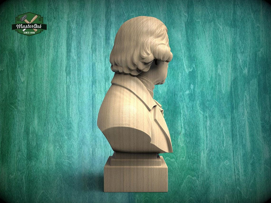 Thomas Jefferson Bust, Hand-Finished Wood Sculpture | American History Decor
