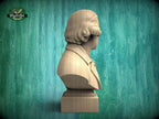 Thomas Jefferson Bust, Hand-Finished Wood Sculpture | American History Decor