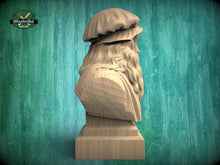 Load image into Gallery viewer, Leonardo da Vinci Bust | Hand-Sanded &amp; Hand-Toned | Gift for Artists and Inventors

