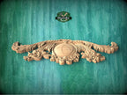 Personalized Romantic Floral Carved Wood Onlay with Central Medallion, Elegance Wood Applique, Furniture Carving, Wood Onlay, 1pc, Unpainted