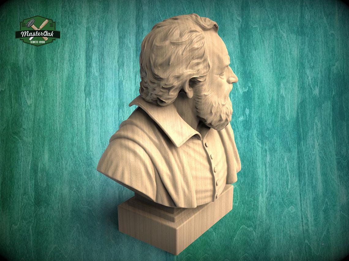 Galileo Galilei Bust, Hand-Finished Wood Sculpture | Astronomy & Science Decor