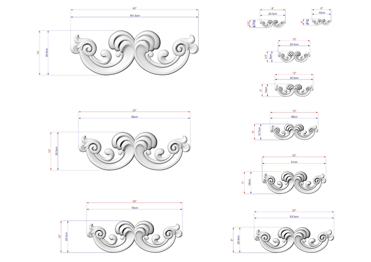 Classic Scroll Decorative Overlay for Furniture and Wall Panels