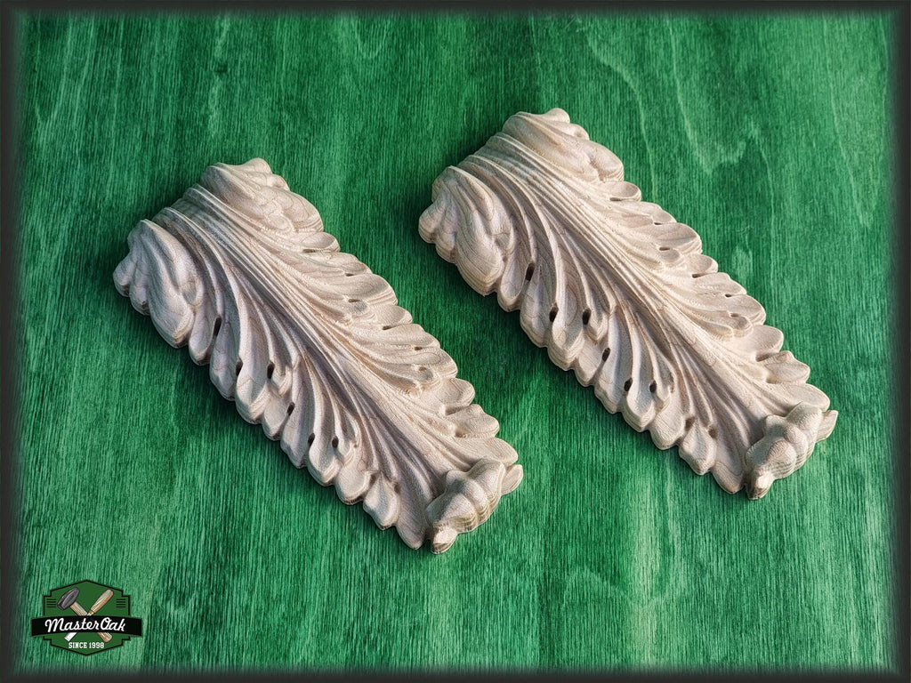 Carved Wooden Corbels: Acanthus Leaf Design, Unfinished Pair