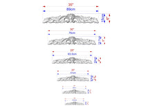 Load image into Gallery viewer, a series of ornate designs or carvings, each with its own size and scale indicated in centimeters. The designs vary in complexity and detail, ranging from simple to intricate. The image provides a visual representation of the different sizes of the carvings, allowing for a clear understanding of their dimensions.
