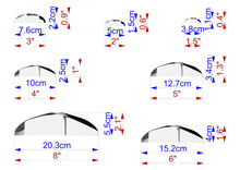 Load image into Gallery viewer, a series of seven different images, each with its own unique size and dimensions. The images vary in size, ranging from 7.6 cm to 3.8 cm. The largest image is 20.3 cm in size, while the smallest is 15.2 cm. The images are arranged in a grid-like pattern, with each image placed next to its corresponding size and dimension. The image does not contain any text or additional information beyond the sizes and dimensions provided.
