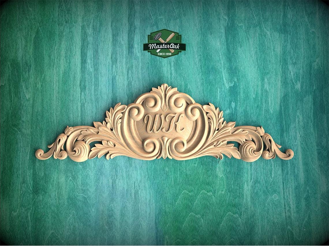 Most popular personalized carved decoration of wood, wooden onlay, 1pc