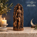 Artemis Huntress Statue with Deer, Wooden Greek Moon Goddess Figurine, Woodland Altar Decor, Archery and Nature Lover Gift