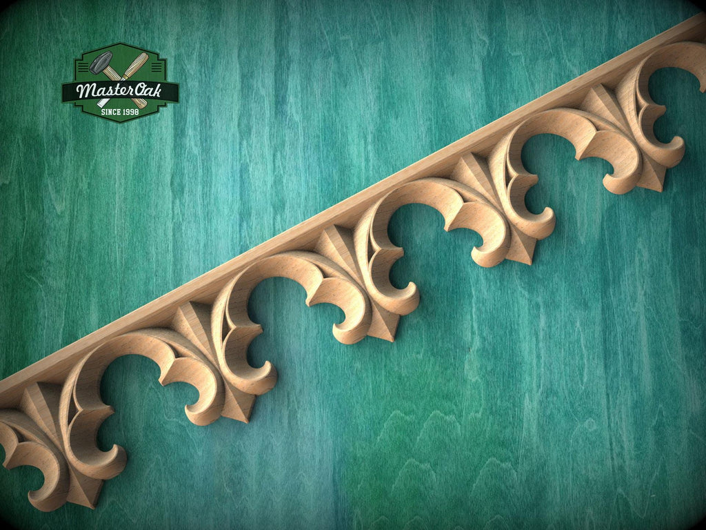 Gothic Ornamental Wood Trim Molding | Carved and Hand-Finished Applique | Furniture or Frame Decor
