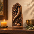 Shofar Oak Wood Relief with Pomegranates and Olive Branches, Judaica Sculpture, Rosh Hashanah Decor, Jewish Housewarming Gift