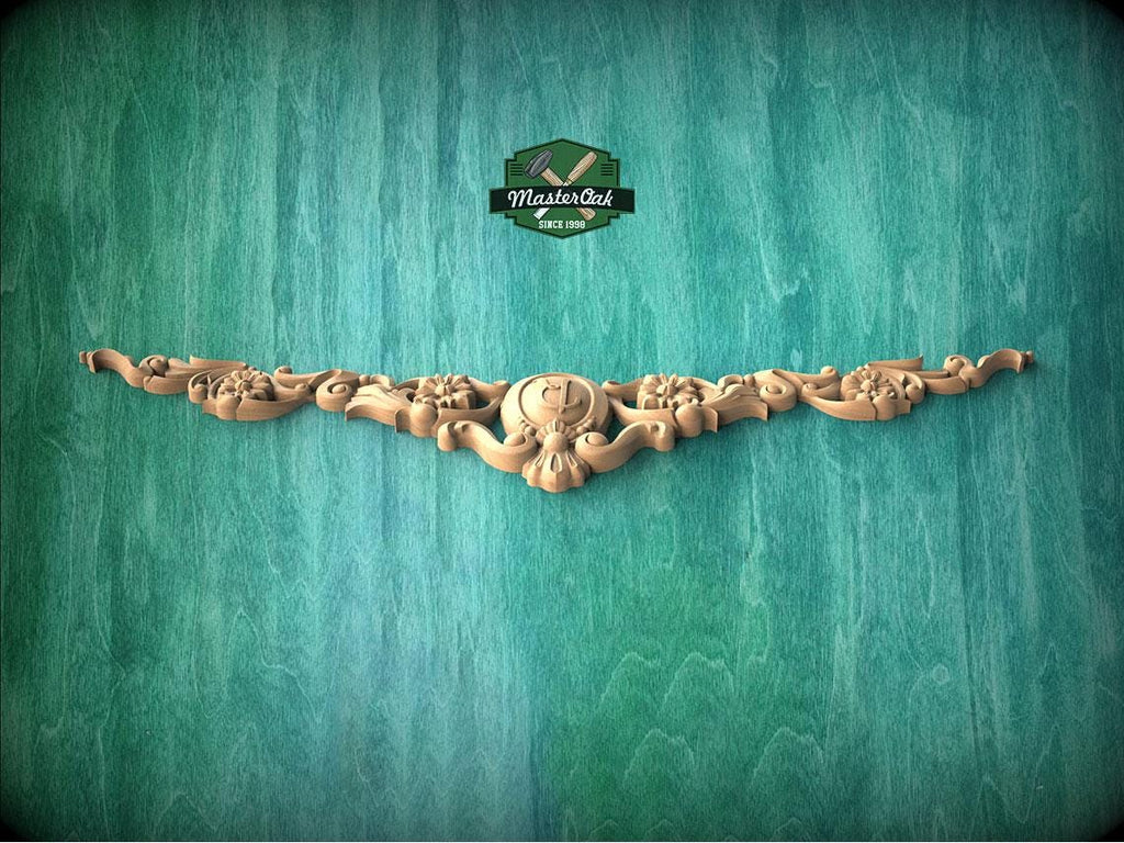 Personalized Classic Flourishes: Carved Wooden Onlay with Floral Elegance for Timeless Style, 1pc, Unpainted, Floral Medallion Onlay