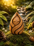 Forest Flame Spirit Figurine, Carved Oak Fire Guardian, Woodland Spirit Statue, Cozy Hearth Decor, Fantasy Nature Gift