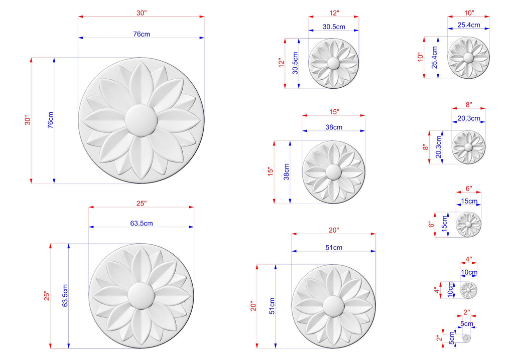 Minimal Wooden Rosette – Eight-Petal Floral Carving for Classic or Modern Décor