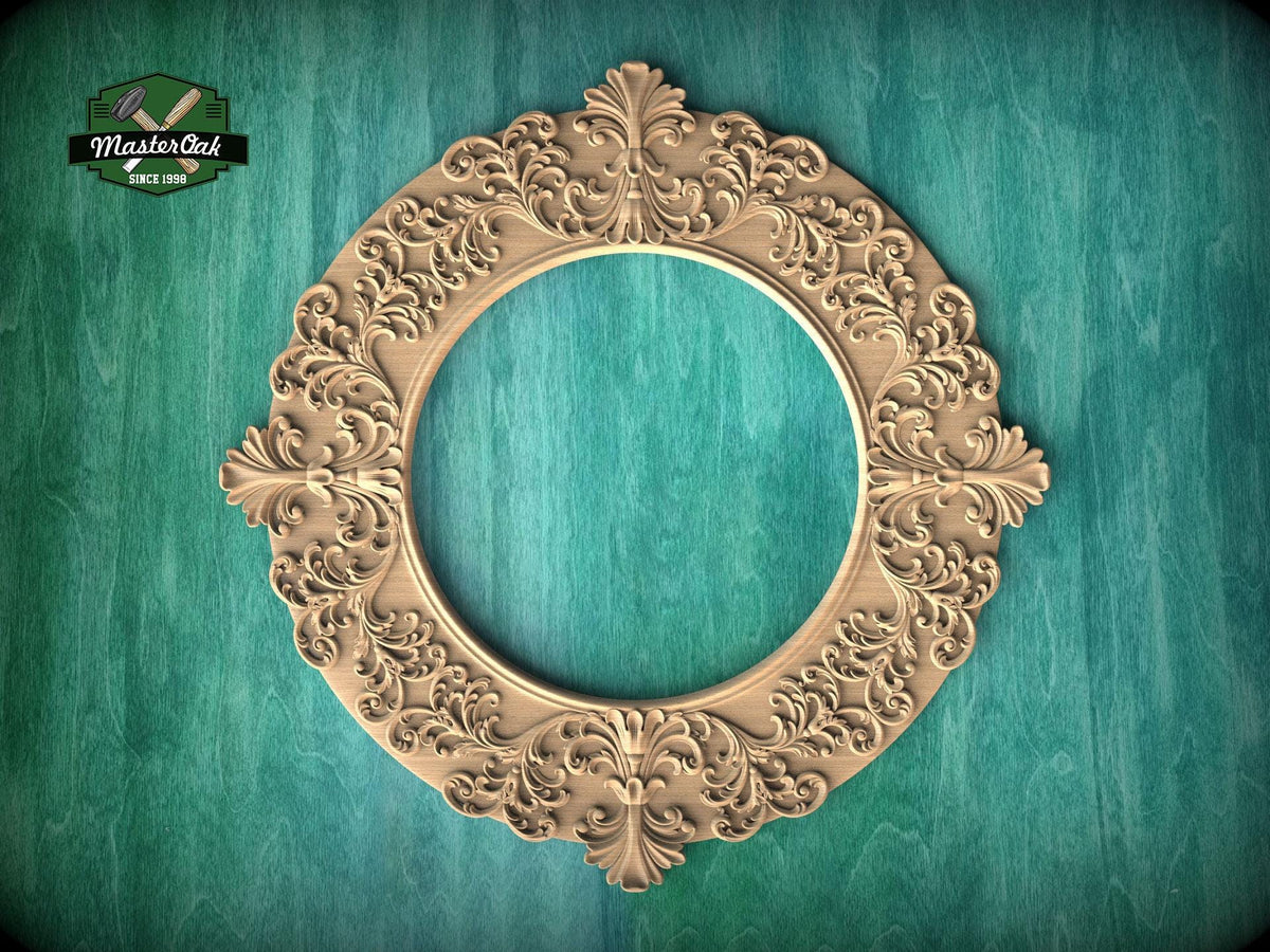 Elegant Baroque Style Carved Wooden Mirror Frame - Floral Majesty: Ornate Mirror Elegance, 1 pc, Unpainted, Home Wall Embellishment