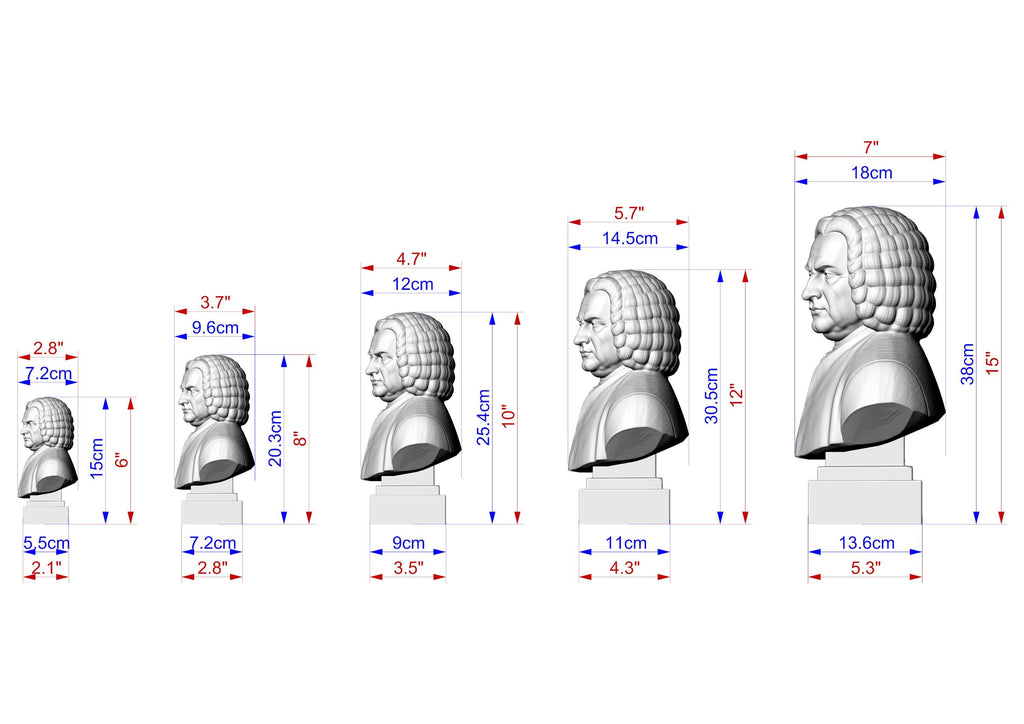 Johann Sebastian Bach Bust, Hand-Finished Wood Sculpture | Baroque Composer Decor