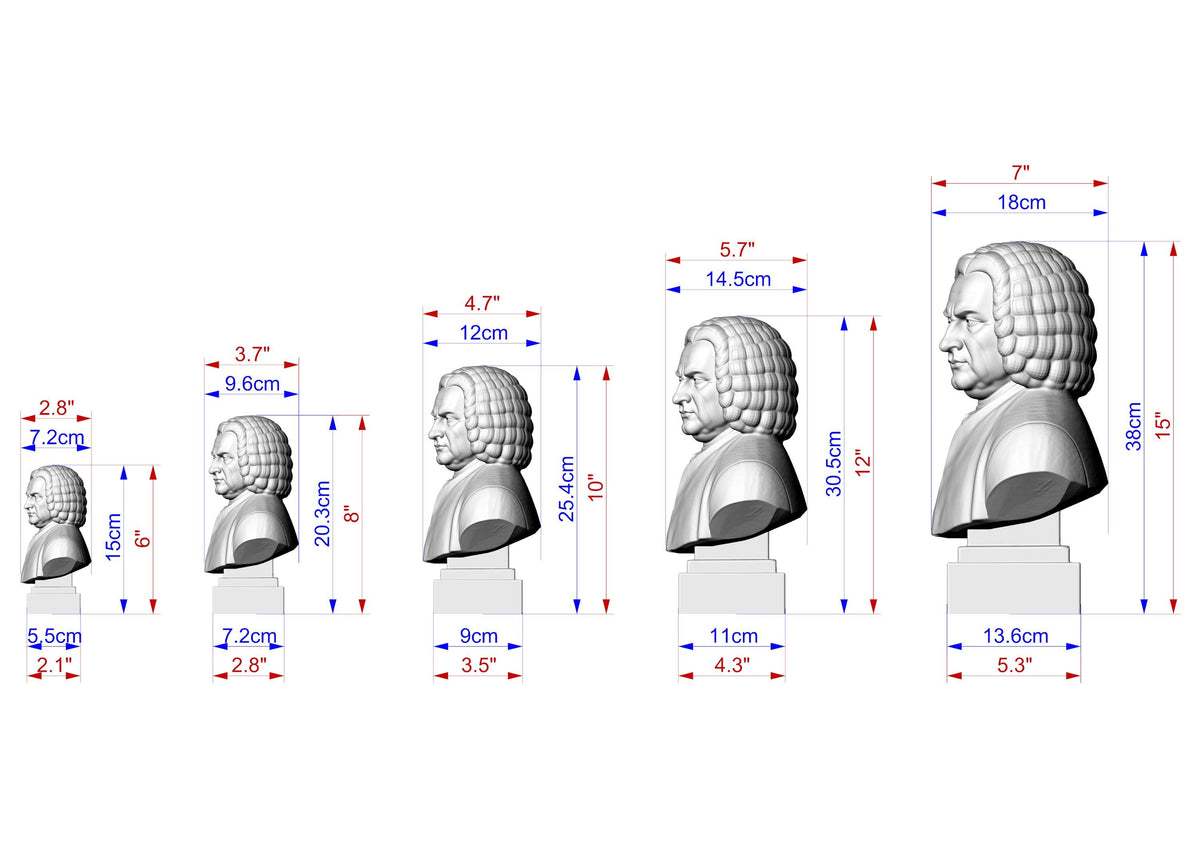 Johann Sebastian Bach Bust, Hand-Finished Wood Sculpture | Baroque Composer Decor