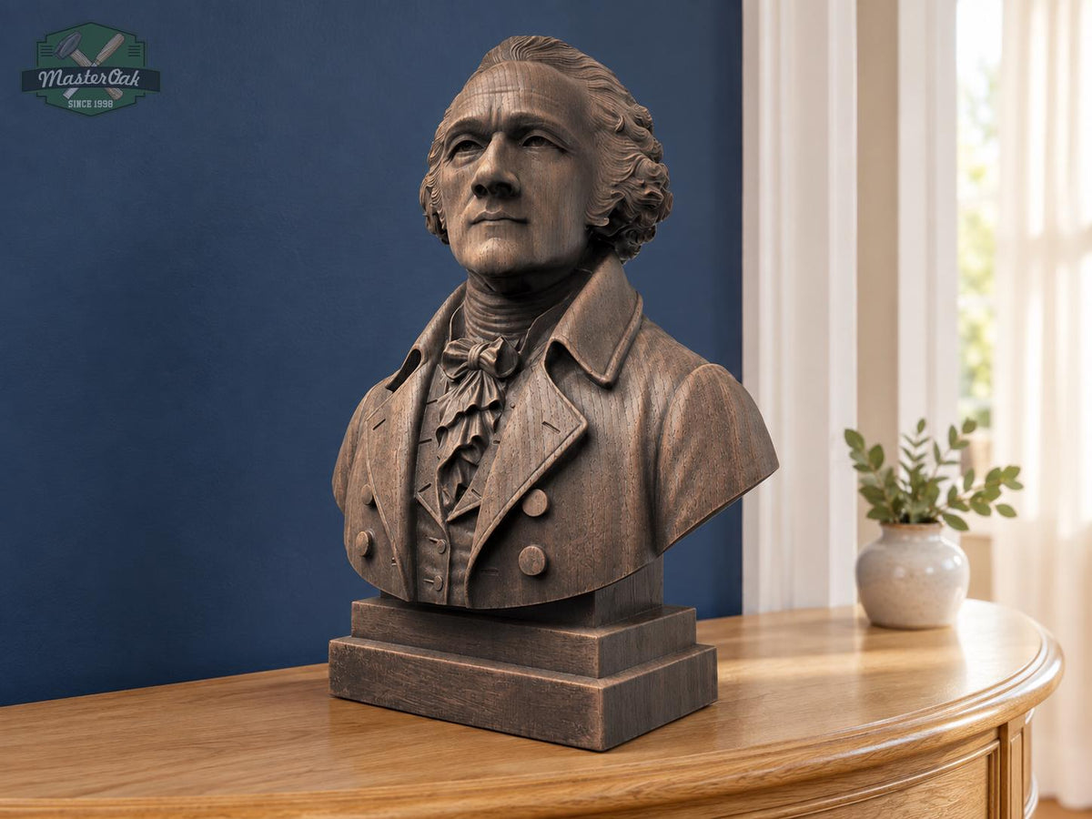 Wooden Alexander Hamilton Sculpture | Hand-Sanded & Hand-Toned | American History Decor