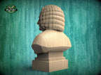 Johann Sebastian Bach Bust, Hand-Finished Wood Sculpture | Baroque Composer Decor
