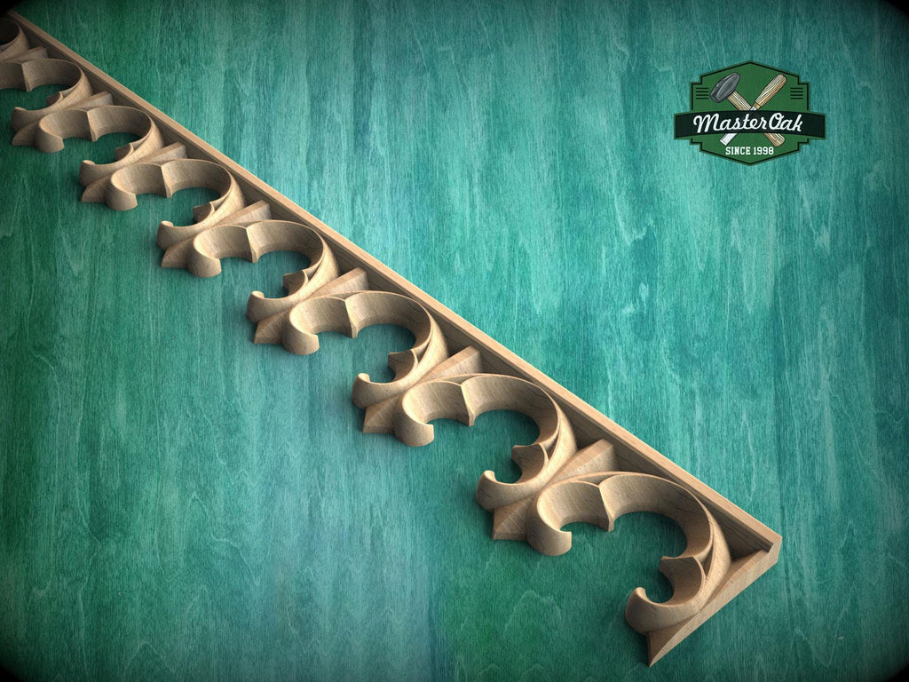 Gothic Ornamental Wood Trim Molding | Carved and Hand-Finished Applique | Furniture or Frame Decor