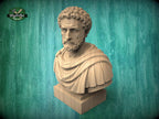 Marcus Aurelius Bust, Hand-Finished Wood Sculpture | Stoic Philosophy Decor