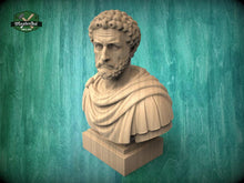 Load image into Gallery viewer, Marcus Aurelius Bust, Hand-Finished Wood Sculpture | Stoic Philosophy Decor
